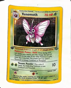 Pokemon TCG Venomoth 1st Edition Jungle Holo Rare Card 13/64 DMG Vintage 1999 - Image 1