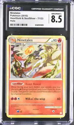 CGC 8.5 NM/MINT+ Ninetales 7/123 Heartgold & Soulsilver Holo Pokemon Card - Image 1