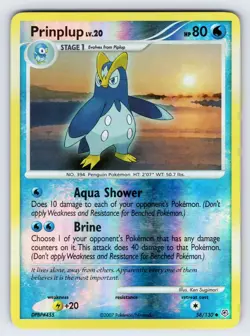 Prinplup 58/130 2007 Diamond & Pearl Base Pokemon TCG Card TCG Reverse Holo - Lp - Image 1
