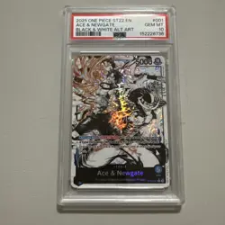 One Piece St22-001 English Ace & Newgate Black White Art PSA 10 - Image 1