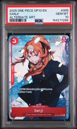PSA 10- 2025 ONE PIECE OP10-ROYAL BLOOD ALTERNATE ART #005 SANJI - Image 1