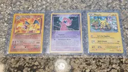 Vintage Pokemon Card Lot Of 3 Charizard Non-Holo Mew And Pikachu - Image 3