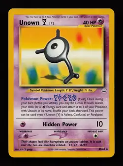 Unown [Y] 40/64 Unlimited Uncommon Neo Revelation Pokemon Cards - Image 1