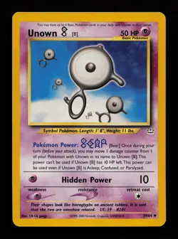 Unown [B] 39/64 Unlimited Uncommon Neo Revelation Pokemon Cards - Image 1