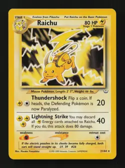 Raichu 21/64 Unlimited Rare Neo Revelation Pokemon Cards - Image 1