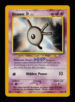 Unown [K] 58/64 Unlimited Common Neo Revelation Pokemon Cards - Image 1