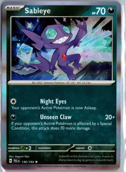Pokemon Card Sableye 136/193 Paldea Evolved Holo Rare - Image 1