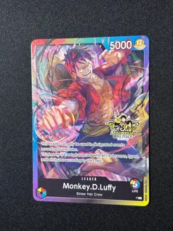 ONE PIECE TCG MONKEY D. LUFFY RARE 3RD ANNIVERSARY PROMO ALT ART ST01-012 - Image 1