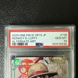 PSA 10 2025 One Piece OP13 JP Monkey D. Luffy Alternate Art OP13-118 - Image 2