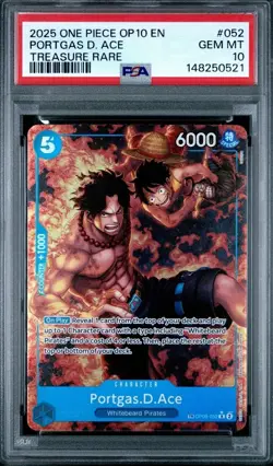 Bandai One Piece CCG Royal Blood Portgas D. Ace OP08-052 TR Foil EN PSA 10 - Image 1