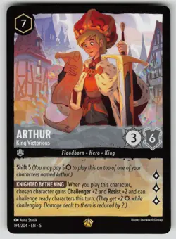 Arthur - King Victorious Legendary Shimmering Skies 194/204 Disney Lorcana NM - Image 1