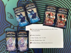 Lot of 6 Disney Lorcana The First Chapter Booster Packs Full Art Set x2 Sealed - Image 1