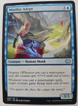 MTG Magic The Gathering Card Mistfire Adept Creature Human Monk Blue Double Mast - Image 1