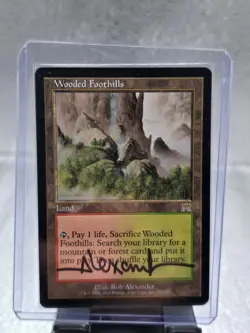 Magic The Gathering MTG Wooded Foothills Onslaught Rare Signed Rob Alexander!! - Image 1