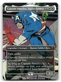 Captain America, Super-Soldier (Borderless) 316 Marvel Heroes Foil NM/M MTG - Image 1
