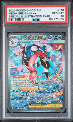 2026 POKEMON CRI EN-CHAOS RISING #116 MEGA GRENINJA EX PSA 10 - Image 1