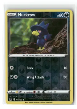 Murkrow Reverse Holo Common Lost Origin 114/196 Pokemon Lightly Played - Image 1