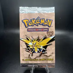 EMPTY Zapdos Pokemon Fossil Set Booster Pack Wrappers Empty Art NO CARDS - Image 1
