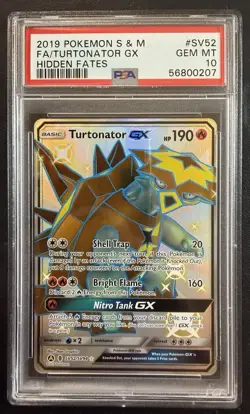 2019 Pokemon Turtonator GX SV52/SV94 Hidden Fates Holo Full Art PSA 10 - Image 1