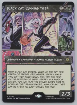 MTG - FOIL Black Cat, Cunning Thief (Borderless) - Marvel Spider-Man (SPM) -r456 - Image 1