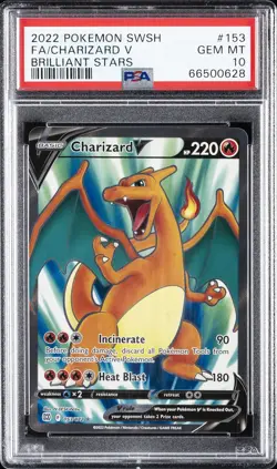 2022 POKEMON SWORD & SHIELD BRILLIANT STARS #153 FULL ART/CHARIZARD V PSA 10 - Image 1