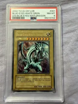 Blue Eyes White Dragon LOB-001 Ultra Rare Unlimited OG Yugioh PSA 8 1.5 PRINT - Image 1
