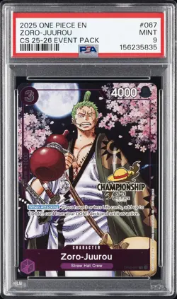 2025 ONE PIECE CHAMPIONSHIP 2025-26 EVENT PACK #067 ZORO-JUUROU PSA 9 - Image 1