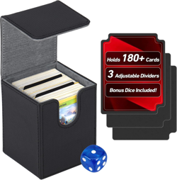 180+ Card Deck Box with Magnetic Closure, PU Leather MTG Commander Deck Case Hol - Image 1