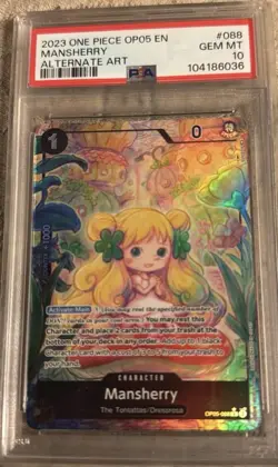 Bandai One Piece Card Game Mansherry OP05-088 Alt Art Holo English PSA 10 - Image 1