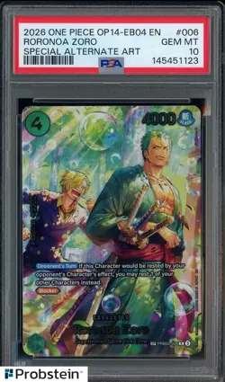 2026 One Piece Roronoa Zoro OP14-EB04 Special Alt Art #006 PSA 10 GEM MINT - Image 1