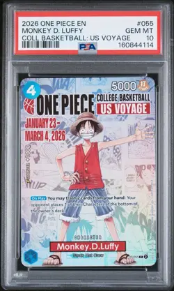 2026 ONE PIECE PROMOS COLLEGE BASKETBALL: US VOYAGE MONKEY D. LUFFY PSA 10 - Image 1
