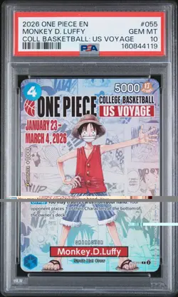 2026 ONE PIECE PROMOS COLLEGE BASKETBALL: US VOYAGE MONKEY D. LUFFY PSA 10 - Image 1