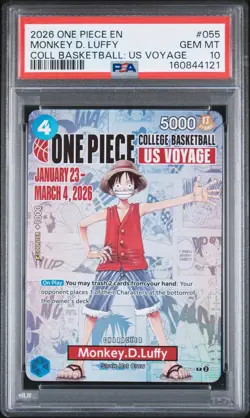 2026 ONE PIECE PROMOS COLLEGE BASKETBALL: US VOYAGE MONKEY D. LUFFY PSA 10 - Image 1
