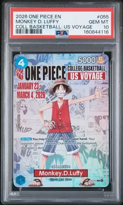 2026 ONE PIECE PROMOS COLLEGE BASKETBALL: US VOYAGE MONKEY D. LUFFY PSA 10 - Image 1