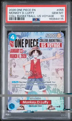 2026 ONE PIECE PROMOS COLLEGE BASKETBALL: US VOYAGE MONKEY D. LUFFY PSA 10 - Image 1