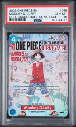 2026 ONE PIECE PROMOS COLLEGE BASKETBALL: US VOYAGE MONKEY D. LUFFY PSA 10 - Image 1