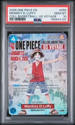 2026 ONE PIECE PROMOS COLLEGE BASKETBALL: US VOYAGE MONKEY D. LUFFY PSA 10 - Image 1