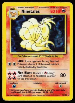 Ninetales 12/102 Holo Rare Base Set Unlimited Pokemon Card - Image 1
