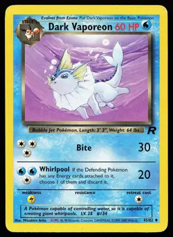 Dark Vaporeon 45/82 Uncommon Team Rocket Pokemon Card - Image 1