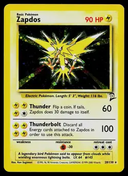 Pokemon Card - Zapdos Base Set 2 20/130 Holo Rare - Image 1