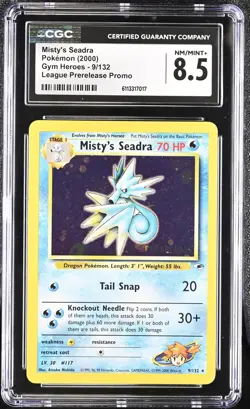 CGC 8.5 Misty's Seadra 9/132 League Prerelease Promo Graded Pokemon Card - Image 1