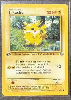 1st Edition Pikachu 60/64 Jungle WOTC LP Vintage Pokemon Card - Image 1