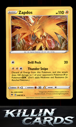 Zapdos 048/185 Pokemon Holo Rare SWSH04: Vivid Voltage Card NM - Image 1