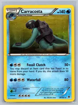 Carracosta 28/101 Rare Plasma Blast Pokemon Card Moderately Played - Image 1