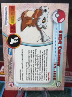 Topps TV Animation Edition Cubone #104 English Pokemon Card 1999 Blue Label LP - Image 2