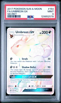 Pokemon Umbreon GX (Secret) 154/149 Rainbow SM Base Set Holo PSA 9 - Image 1