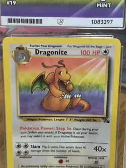 Pokemon TCG Dragonite Holo Card Base Set Fossil 1999 Vintage WOTC Ace 9 Mint #19 - Image 5