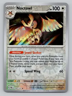 Noctowl 078/131 Rare Prismatic Evolutions Pokemon Reverse Holo Near Mint - Image 1