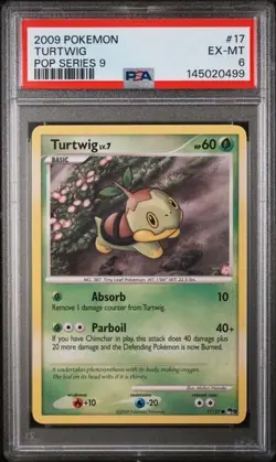 PSA 6 EX-MT 2009 POKEMON POP SERIES 9 #17 TURTWIG Non Holo - Image 1