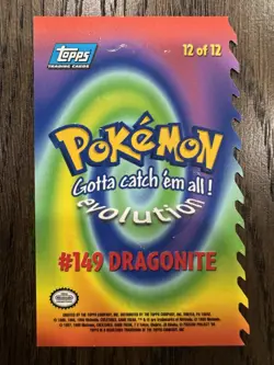 1999 Topps Pokemon the First Movie Dragonite 12 of 12 Die-Cut - Image 2
